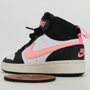 Nike Court Borough Mid 2 Size 6Y CD7782-005 Black White Pink High‎ Top Sneakers
